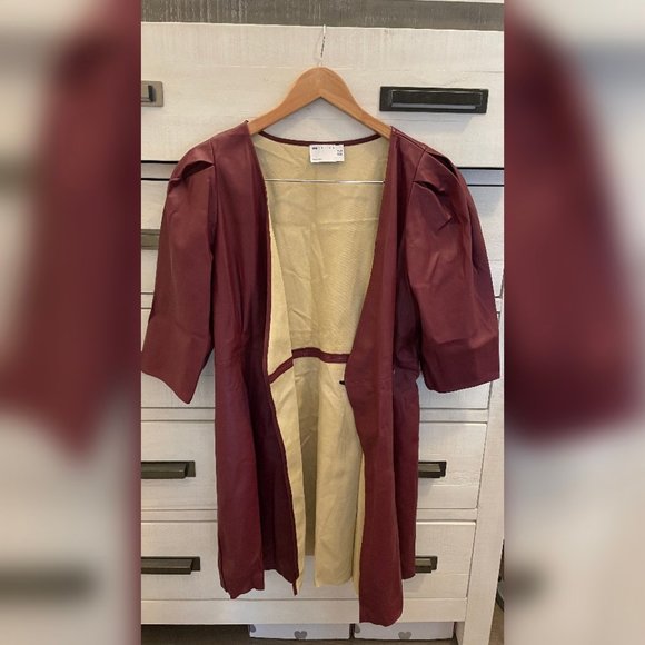 ASOS Leather Look V Neck Wrap Front Mini Dress - Picture 2 of 4